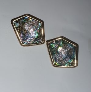 Robert Lee Morris Soho Abalone Stone clip on earrings